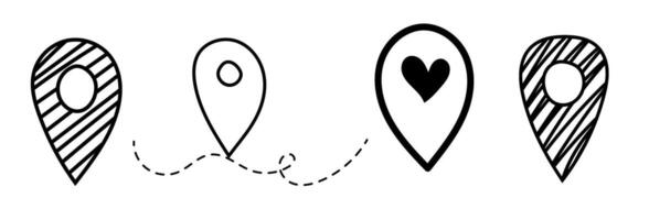 Illustrations of location pins showcasing various designs and styles in a creative format vector