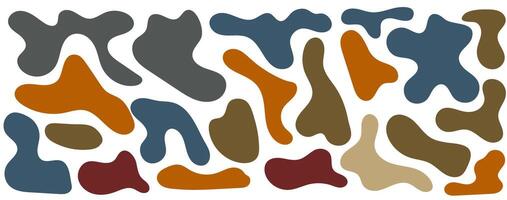 Bloho color irregular blob, set of abstract organic shapes. Abstract irregular random blobs. Simple liquid amorphous splodge. Trendy minimal designs for presentations, banners, posters and flyers. vector