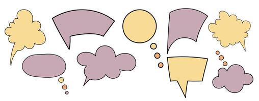 Colorful speech bubbles and thought clouds for creative messaging and communication design vector