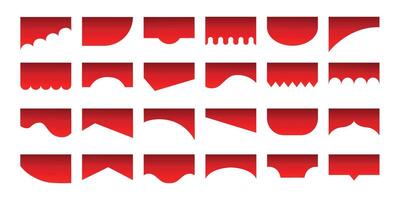 Set of Red Ribbon Top Side Border, Divider, Separation Set vector