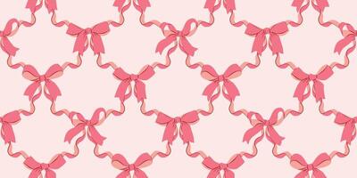 Romantic Bows Seamless Pattern with Ribbon in Diamond Shape vector