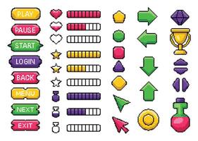 Pixel Game UI Elements that Enhance Interactive Design Experiences vector