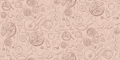 Bakery in Trendy Mocha Color Palette Seamless Pattern vector