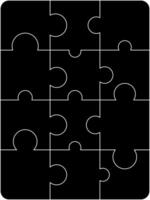 Puzzle pieces square. Puzzle game template with right angles, rounded. vector