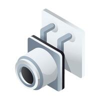 Security camera isolated isometric icon. illustration cctv on white background. isometric icon security camera vector
