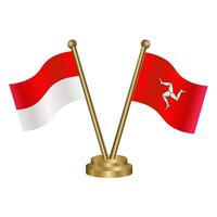 Indonesia and Isle of Man table flags. vector