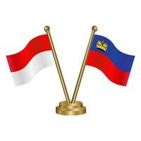 Indonesia and Liechtenstein table flags. vector