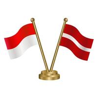 Indonesia and Latvia table flags. vector