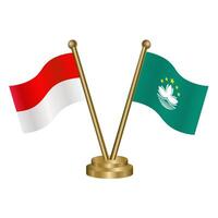 Indonesia and Macao table flags. vector
