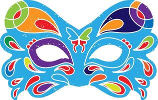 a colorful carnival mask with a blue background vector