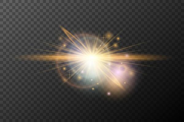 a golden light burst with a star effect on background