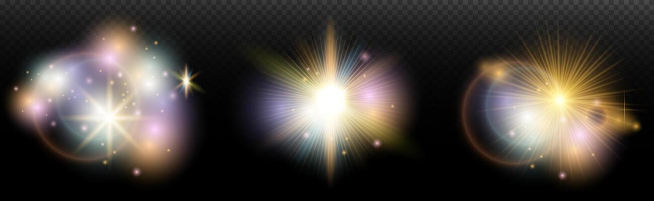 set of glowing light effects on a black background
