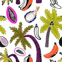 tropical fruit and palm. tree pattern vector
