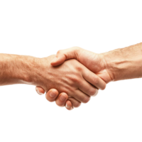A close-up of two hands engaged in a firm handshake, symbolizing trust, agreement, and partnership in a professional setting. Ideal for discussions around business relationships. png
