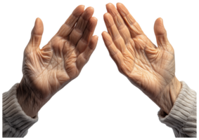 Caring Gesture of Aged Hands Symbolizing Connection and Support png
