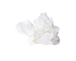 A piece of screwed or crumpled white tissue paper ball isolated with clipping path in file format png