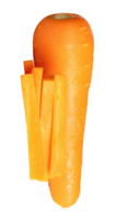 Orange carrot top view with slices in stick shape in stack isolated with clipping path in file format png