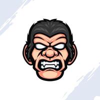 Illustration of a Gorilla Head with an Angry Face vector