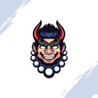 Head of Evil Red Horned Man Smiling vector