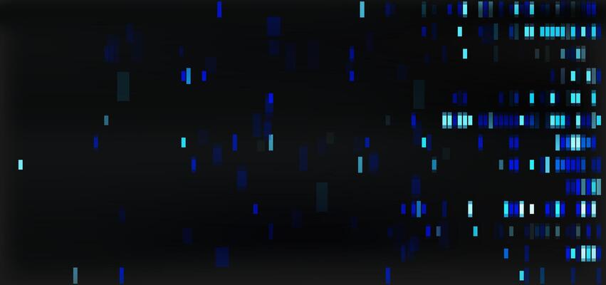 DNA sequence map with genetic data pattern. Abstract chromosome visualization for medical test and analysis. Science and biology bg graphic design with x and y genome evolution. Glitch wallpaper.