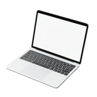 An open laptop with a blank screen on a transparent background png
