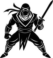 Heroic Ninja Warrior Silhouette Available on EPS File vector