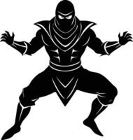 Powerful Ninja Warrior Silhouette Available on EPS File vector