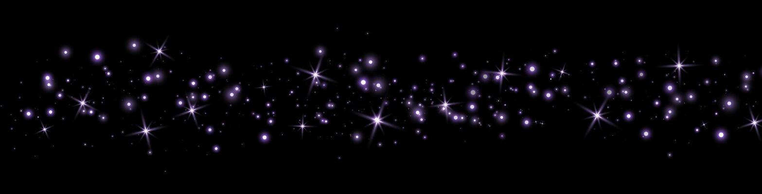 Purple glittering dots, particles, stars magic sparks. Glow flare light effect. Violet luminous points. particles