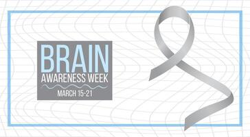 Brain awareness week concept. Banner template with grey ribbon and text vector