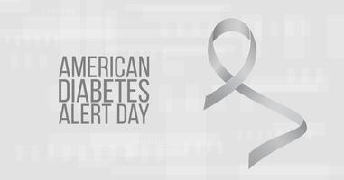 American diabetes alert day concept. Banner template with grey ribbon and text vector