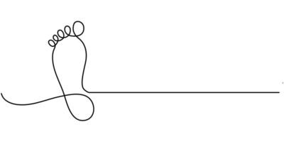 Foot sole continuous one line drawing of outline illustration of minimalist vector