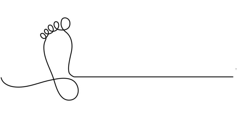 Foot sole continuous one line drawing of outline illustration of minimalist