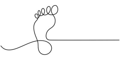 Continuous single line drawing of human footprint Human footprint one line vector
