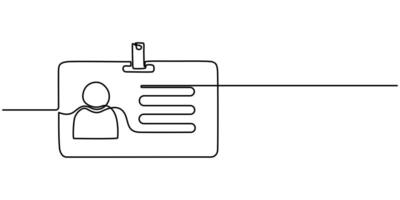 continuous one line drawing employee identification card illustration vector