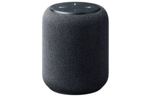 A Dark Grey Fabric Covered Smart Speaker Device png