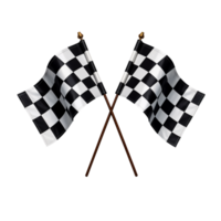 Checkered flags crossed at the finish line during a race event png