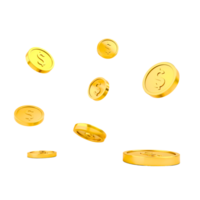 Falling golden coins create a sense of abundance and prosperity in a bright setting png