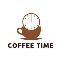 Coffee time logo with a cup and clock vector