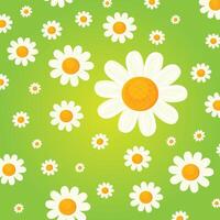 white flower pattern green background vector