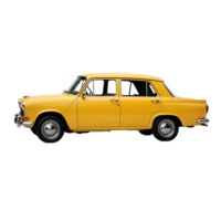 Vintage yellow car parked on a street with a classic design and nostalgic appeal perfect for photography or thematic representation png