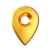 Golden location pin with a smooth finish and reflective surface png