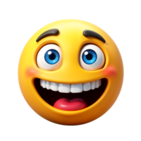 Smiling emoji with bright eyes and cheerful expression at playful event png