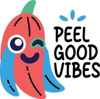 Peel good vibes typography sticker in cartoon style vector