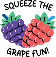 Grape fun typography sticker in flat style vector