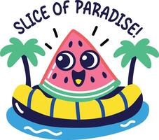 A cartoon style sticker of melon slice vector