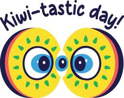Kiwi slices typography sticker in flat style vector