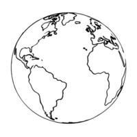 World map with flying airplane one line art collection. Continuous Earth globe line drawing set. vector