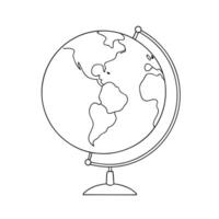 Earth Care Hands in one continuous line drawing. One line poster. Outline hands with planet Earth. Element for interior design and presentations. vector