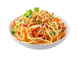 A bowl of noodles with vegetables and peanuts png