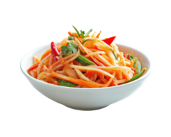 A bowl of vegetable salad with a green leaf png